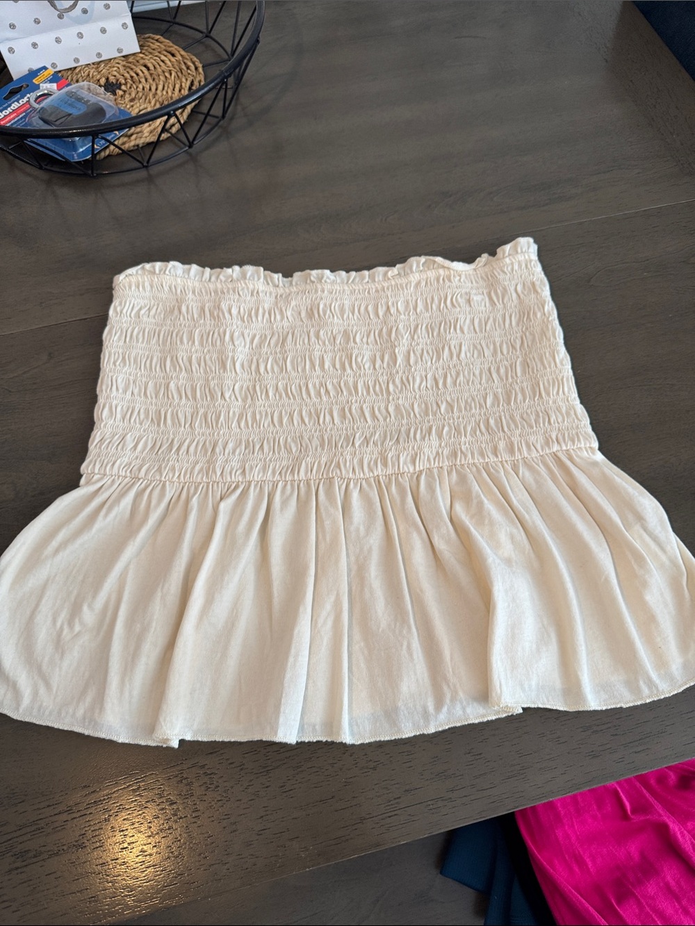 AE Smocked Waist Peplum Top - Cream